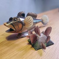 Round goby and quagga mussel papercraft example